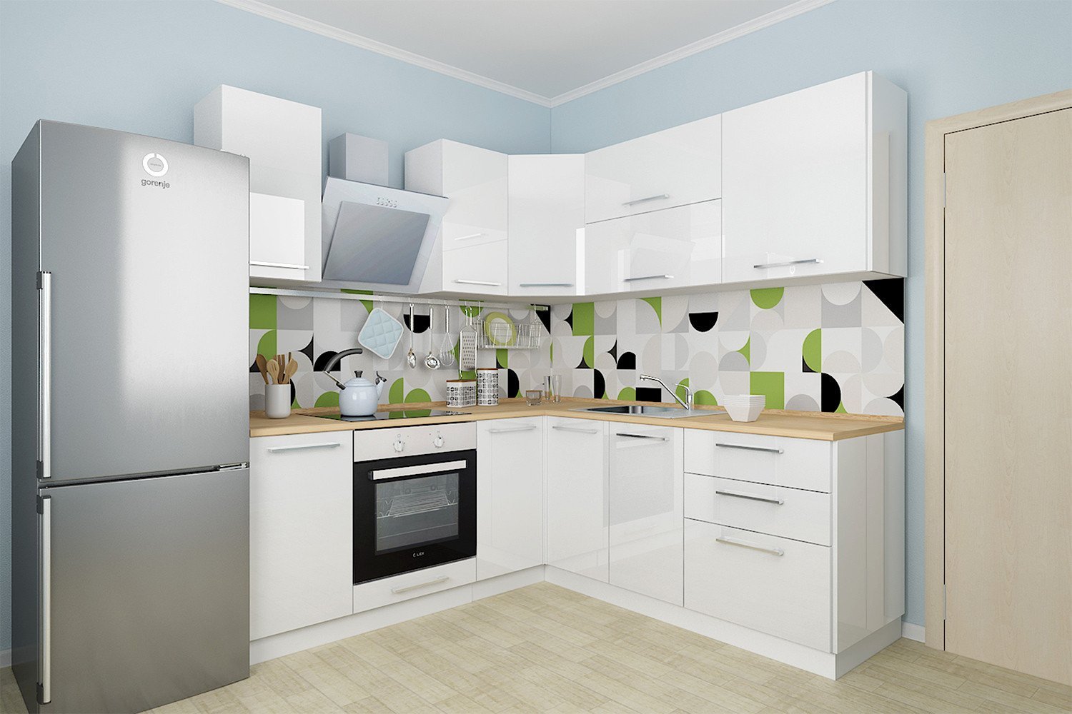 фото кухонных гарнитуров угловых белого цвета