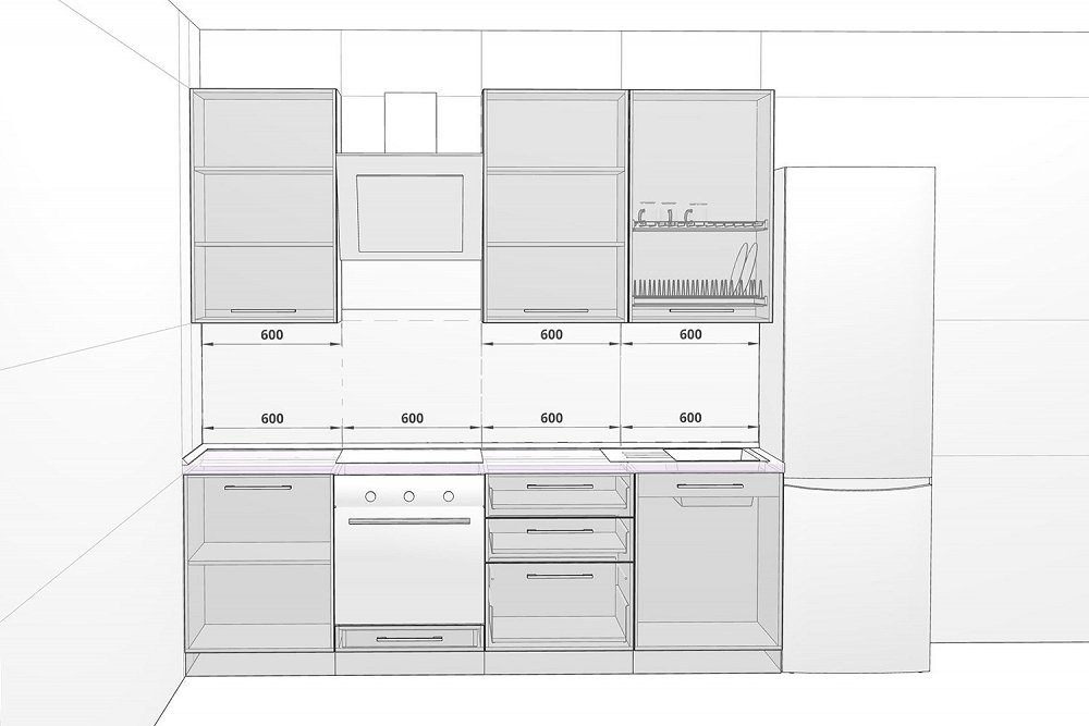 Проект кухни 3 метра